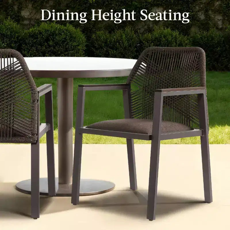 Lot de 2 chaises de salle à manger en corde tressée en aluminium pour l'intérieur et l'extérieur avec accoudoirs de Best Choice Products