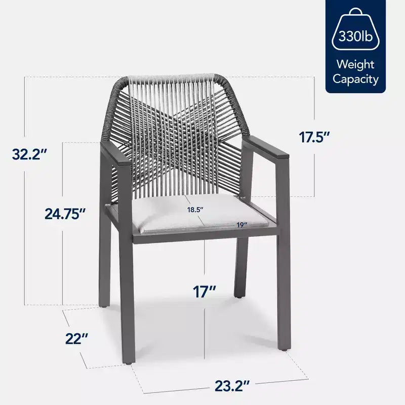 Lot de 2 chaises de salle à manger en corde tressée en aluminium pour l'intérieur et l'extérieur avec accoudoirs de Best Choice Products