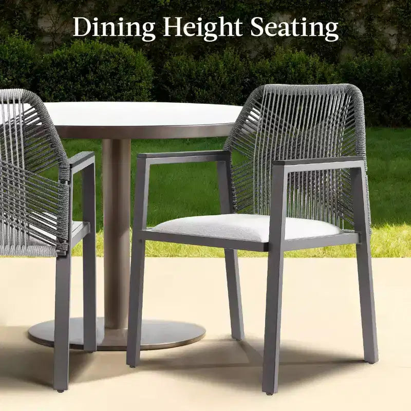 Lot de 2 chaises de salle à manger en corde tressée en aluminium pour l'intérieur et l'extérieur avec accoudoirs de Best Choice Products