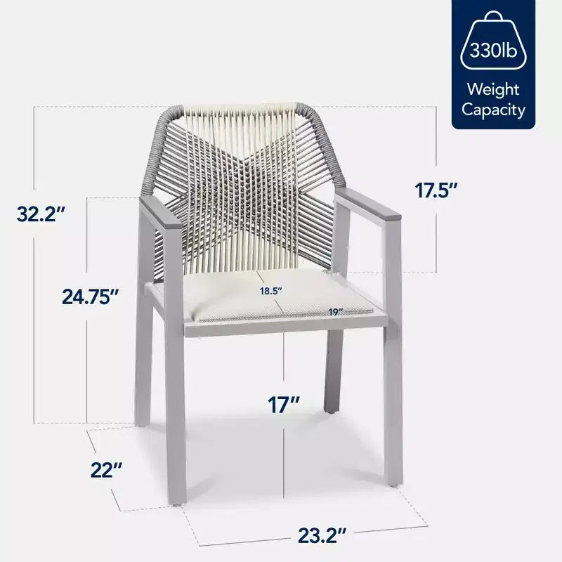 Lot de 2 chaises de salle à manger en corde tressée en aluminium pour l'intérieur et l'extérieur avec accoudoirs de Best Choice Products