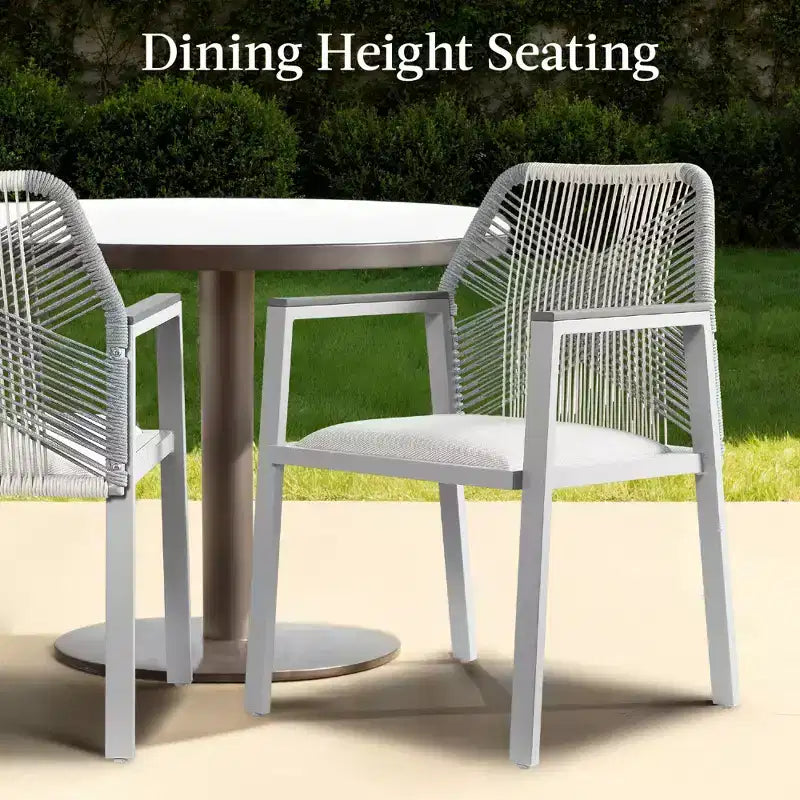 Lot de 2 chaises de salle à manger en corde tressée en aluminium pour l'intérieur et l'extérieur avec accoudoirs de Best Choice Products