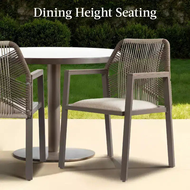 Lot de 2 chaises de salle à manger en corde tressée en aluminium pour l'intérieur et l'extérieur avec accoudoirs de Best Choice Products