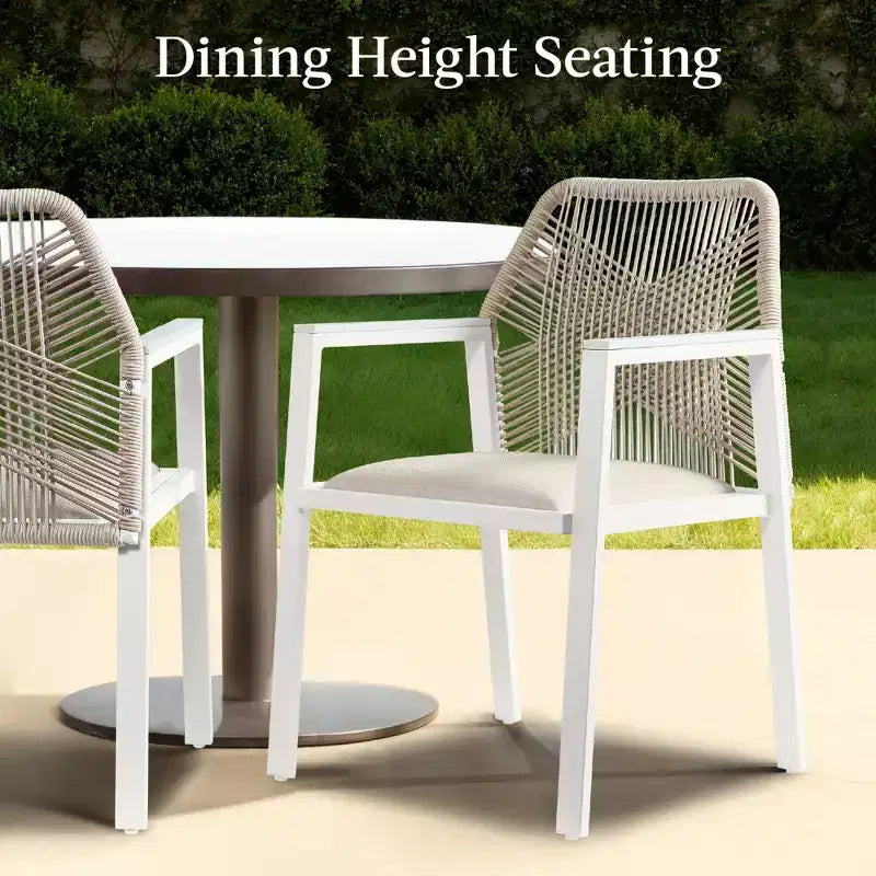 Lot de 2 chaises de salle à manger en corde tressée en aluminium pour l'intérieur et l'extérieur avec accoudoirs de Best Choice Products