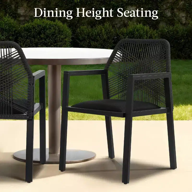 Lot de 2 chaises de salle à manger en corde tressée en aluminium pour l'intérieur et l'extérieur avec accoudoirs de Best Choice Products