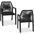Lot de 2 chaises de salle à manger en corde tressée en aluminium pour l'intérieur et l'extérieur avec accoudoirs de Best Choice Products