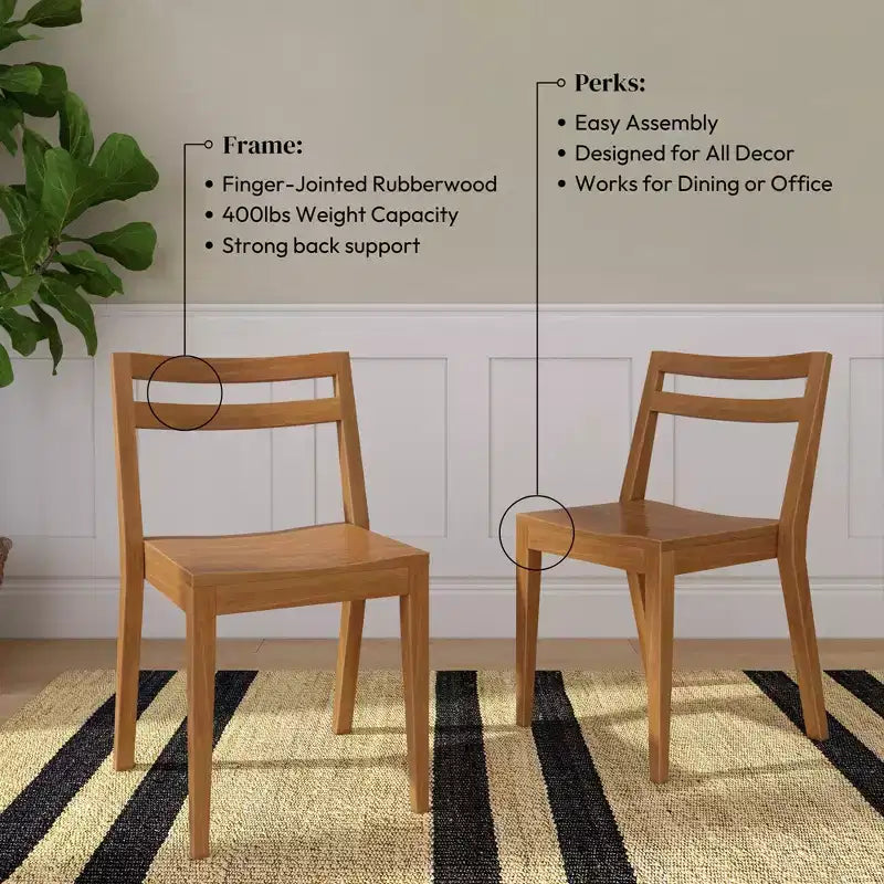 Chaises de salle à manger (lot de 2), chaises de cuisine modernes en bois massif