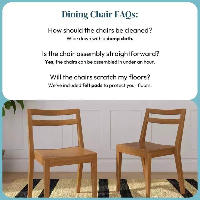 Chaises de salle à manger (lot de 2), chaises de cuisine modernes en bois massif