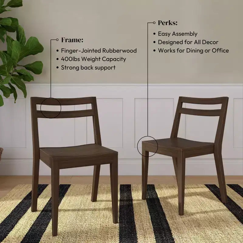 Chaises de salle à manger (lot de 2), chaises de cuisine modernes en bois massif