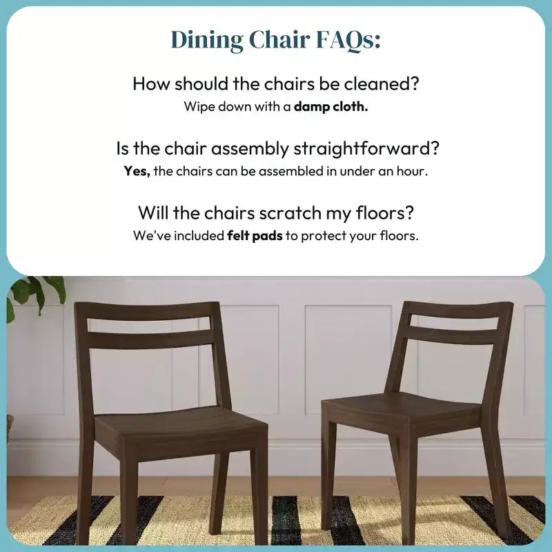 Chaises de salle à manger (lot de 2), chaises de cuisine modernes en bois massif