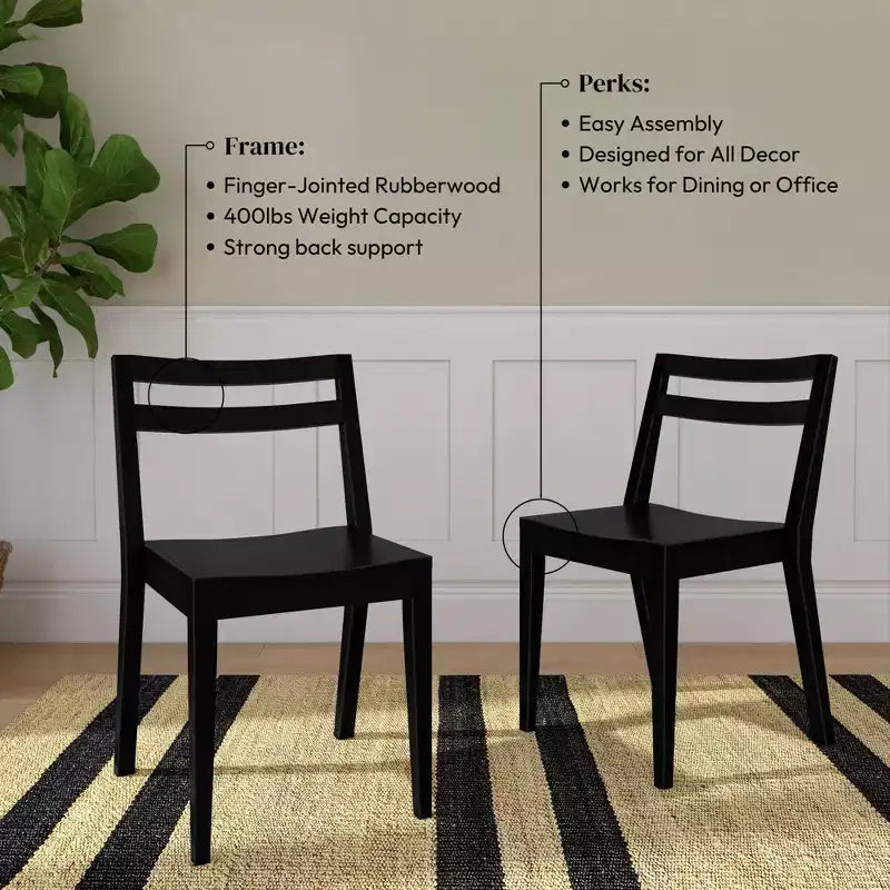 Chaises de salle à manger (lot de 2), chaises de cuisine modernes en bois massif