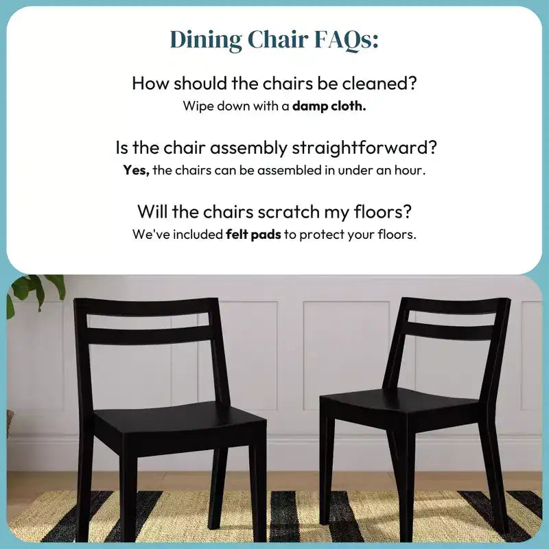 Chaises de salle à manger (lot de 2), chaises de cuisine modernes en bois massif
