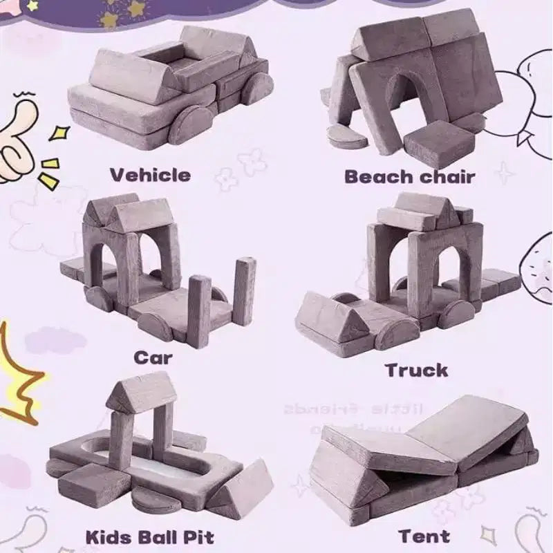 Canapé modulable, canapé de jeu modulable créatif DIY, tapis de jeu convertible en mousse, mobilier de sol pour salle de jeu créative, violet