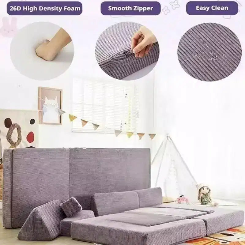 Canapé modulable, canapé de jeu modulable créatif DIY, tapis de jeu convertible en mousse, mobilier de sol pour salle de jeu créative, violet