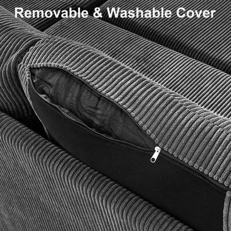 Canapé d'angle convertible en L avec dossier inclinable 81, canapé convertible avec lit gigogne, canapé de rangement réversible, assemblage sans outils