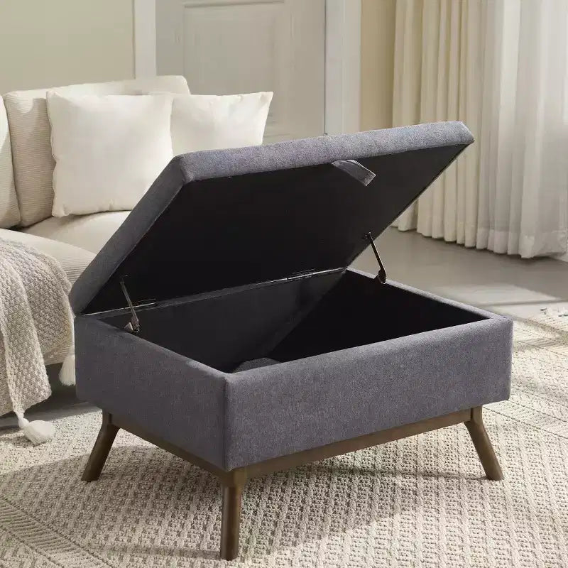 Banc ottoman de rangement carré rembourré Zeus & Ruta de style moderne du milieu du siècle pour entrée, salon ou espace familial