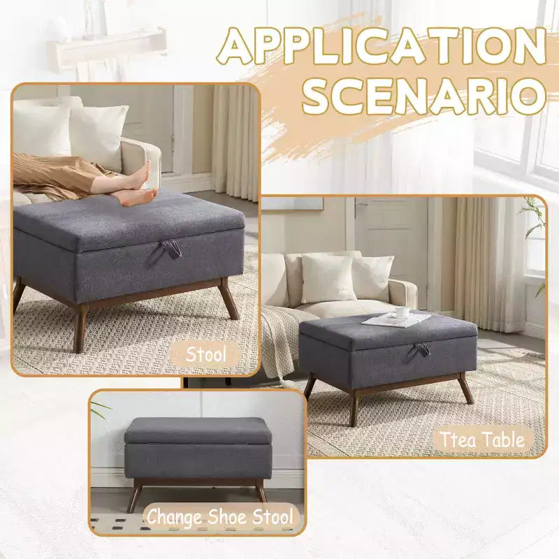 Banc ottoman de rangement carré rembourré Zeus & Ruta de style moderne du milieu du siècle pour entrée, salon ou espace familial