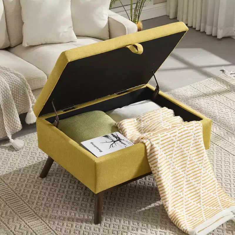 Banc ottoman de rangement carré rembourré Zeus & Ruta de style moderne du milieu du siècle pour entrée, salon ou espace familial
