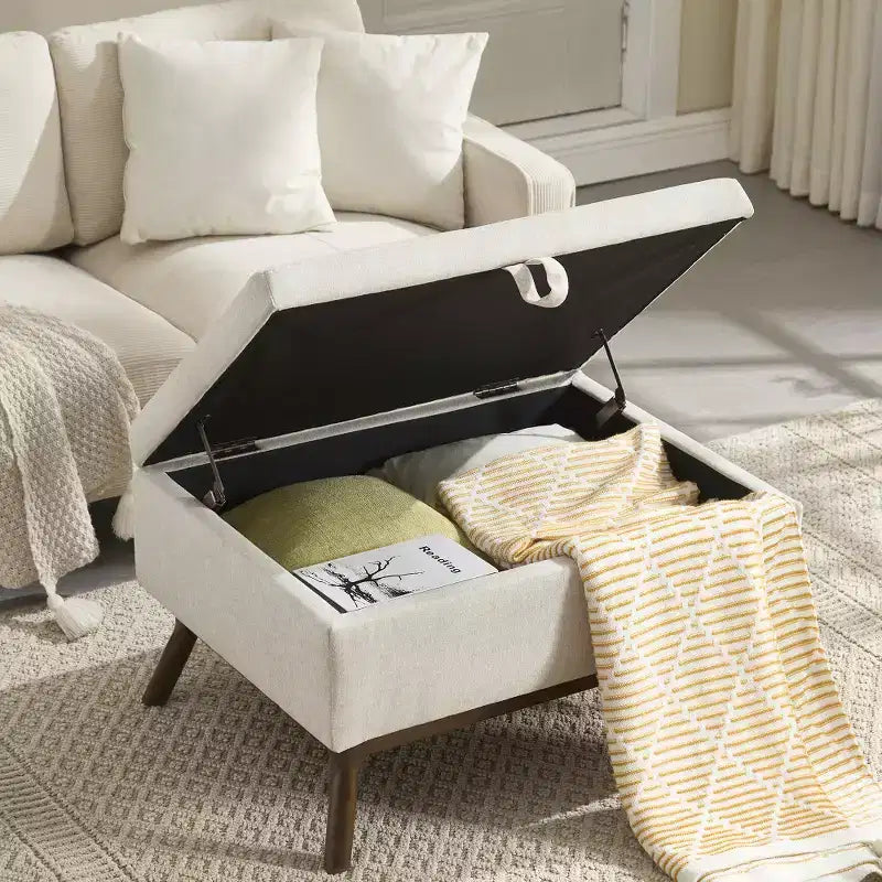 Banc ottoman de rangement carré rembourré Zeus & Ruta de style moderne du milieu du siècle pour entrée, salon ou espace familial