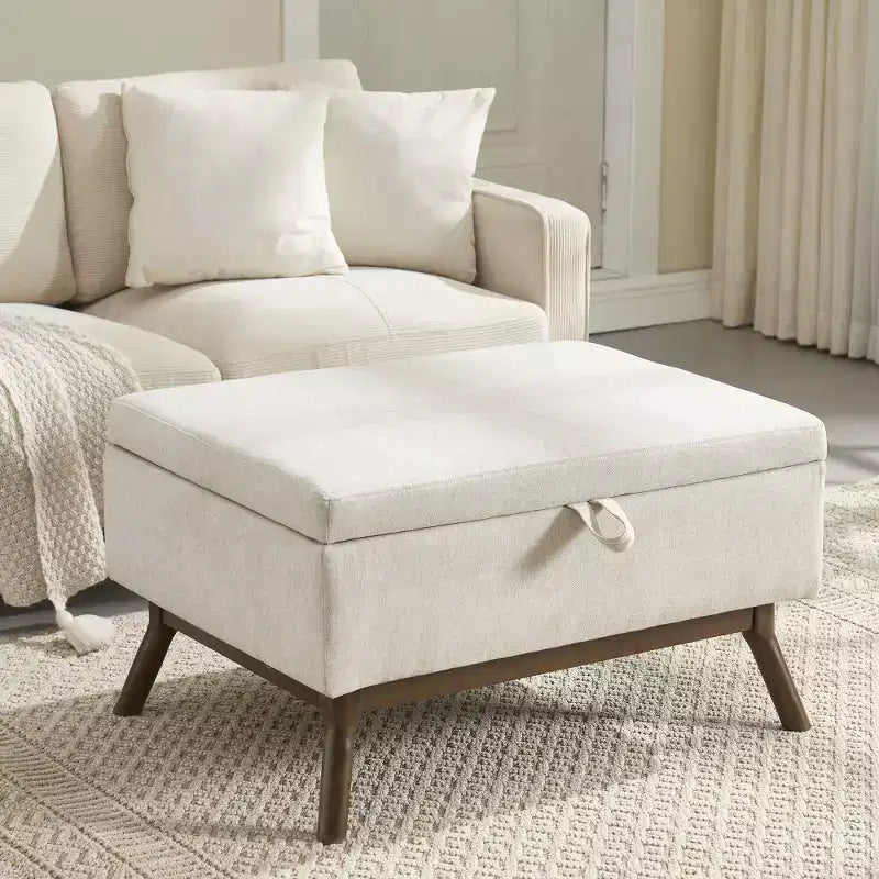 Banc ottoman de rangement carré rembourré Zeus & Ruta de style moderne du milieu du siècle pour entrée, salon ou espace familial