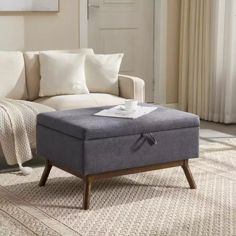 Banc ottoman de rangement carré rembourré Zeus & Ruta de style moderne du milieu du siècle pour entrée, salon ou espace familial