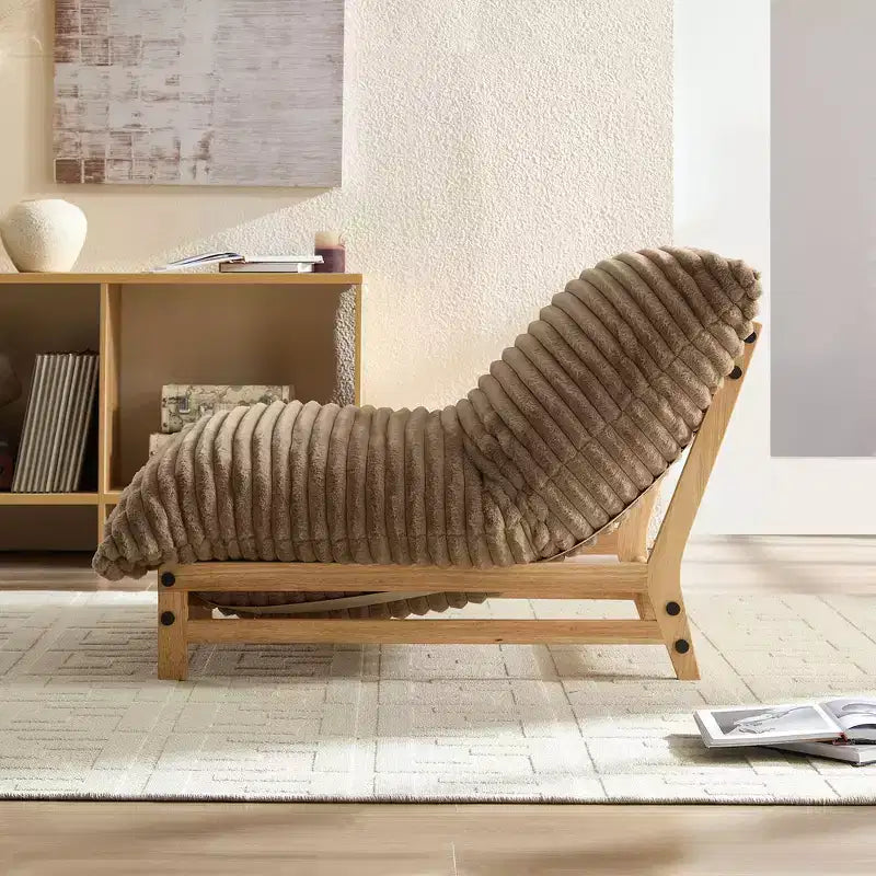 Fauteuil d'appoint Robert Modern 43.3 en bois et velours côtelé