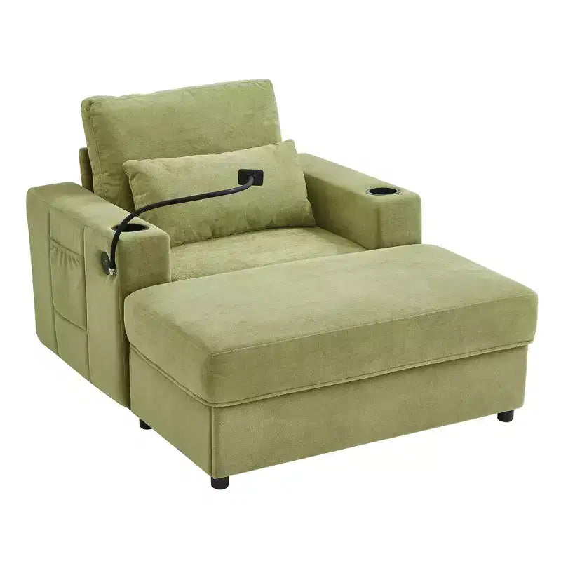 Fauteuil inclinable moderne en chenille avec pouf de rangement mobile
