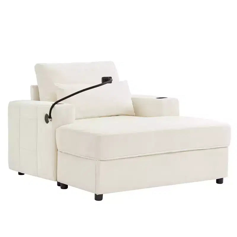 Fauteuil inclinable moderne en chenille avec pouf de rangement mobile