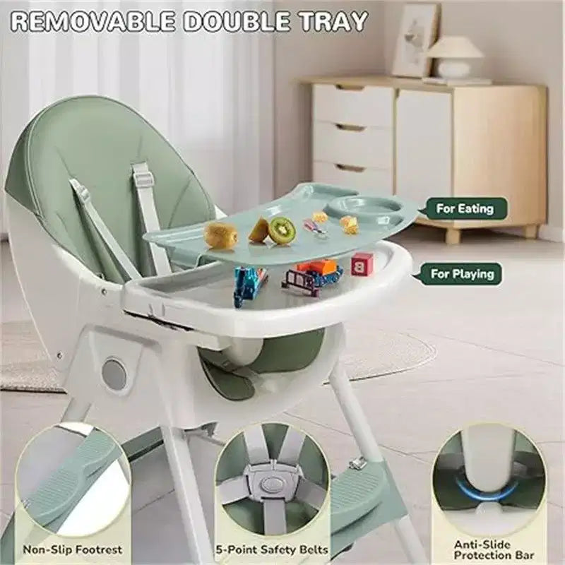 Chaise haute et transat portable 6 en 1 Karl Home pour bébé - gris