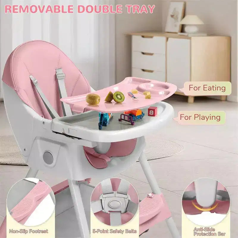 Chaise haute et transat portable 6 en 1 Karl Home pour bébé - gris