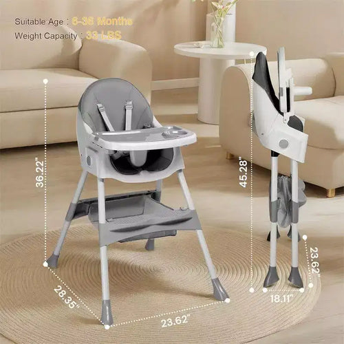 Chaise haute et transat portable 6 en 1 Karl Home pour bébé - gris