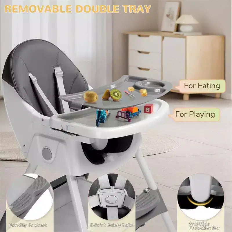 Chaise haute et transat portable 6 en 1 Karl Home pour bébé - gris