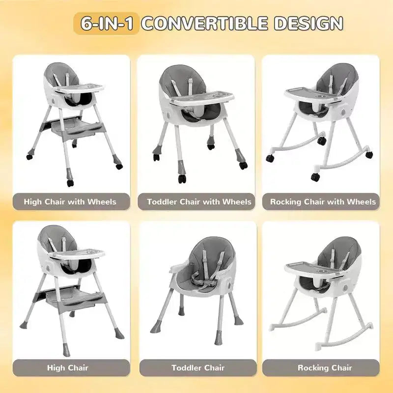 Chaise haute et transat portable 6 en 1 Karl Home pour bébé - gris