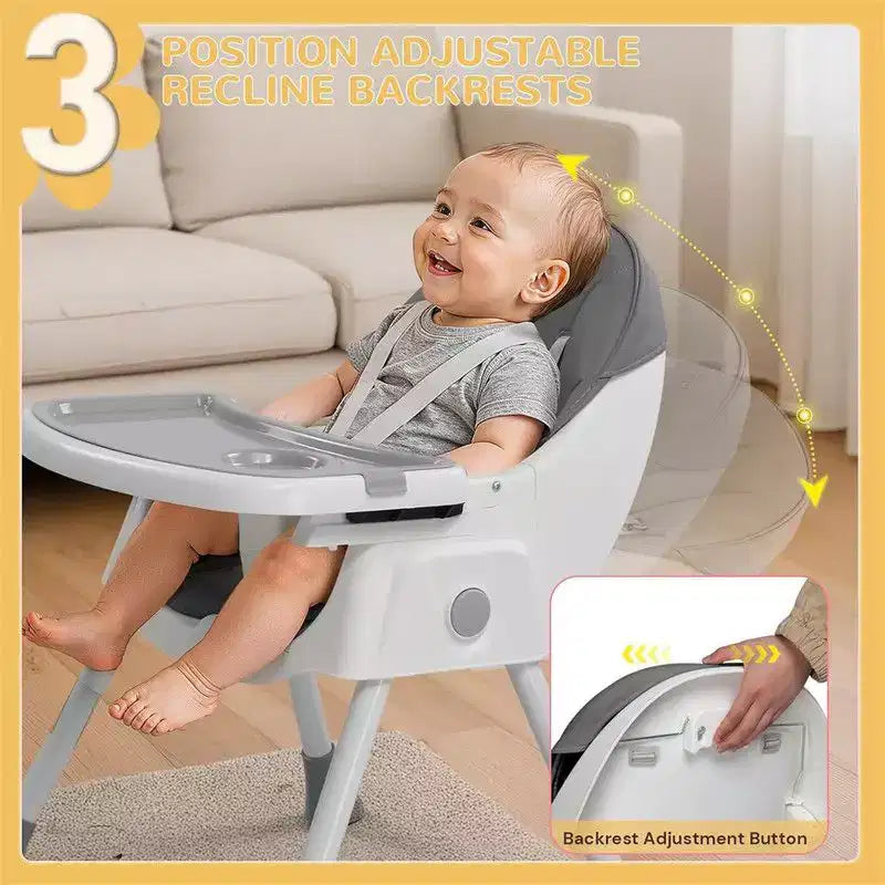 Chaise haute et transat portable 6 en 1 Karl Home pour bébé - gris