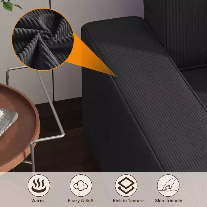 Canapé d'angle surdimensionné de 96 po avec méridienne, canapé modulable minimaliste et moderne à assise profonde pour salon