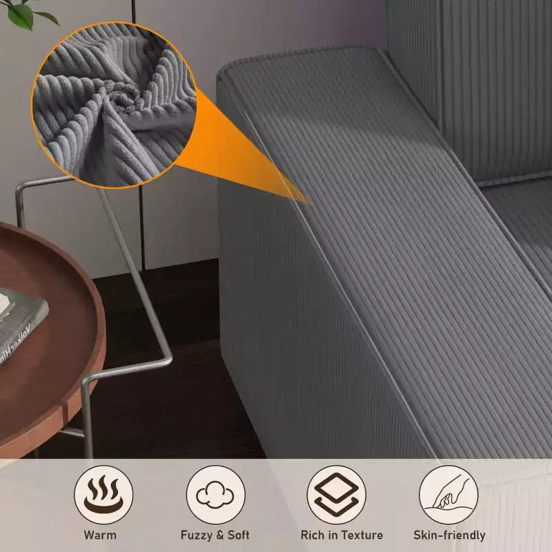 Canapé d'angle surdimensionné de 96 po avec méridienne, canapé modulable minimaliste et moderne à assise profonde pour salon