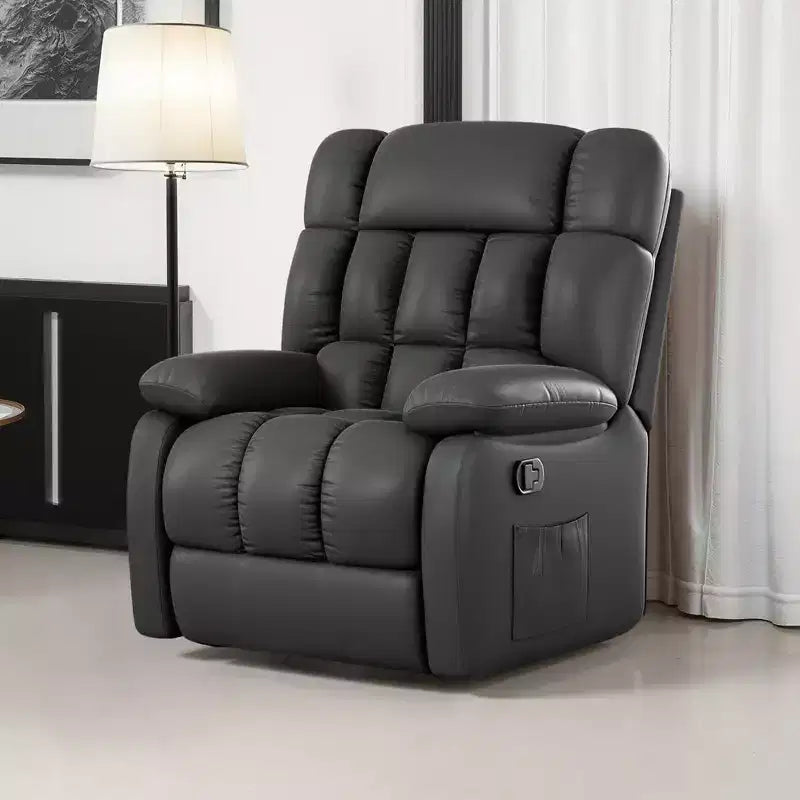 Fauteuil inclinable ergonomique avec repose-pieds et pochette latérale, inclinaison réglable de 110 à 160°, pour salon, noir