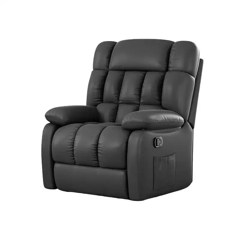 Fauteuil inclinable ergonomique avec repose-pieds et pochette latérale, inclinaison réglable de 110 à 160°, pour salon, noir