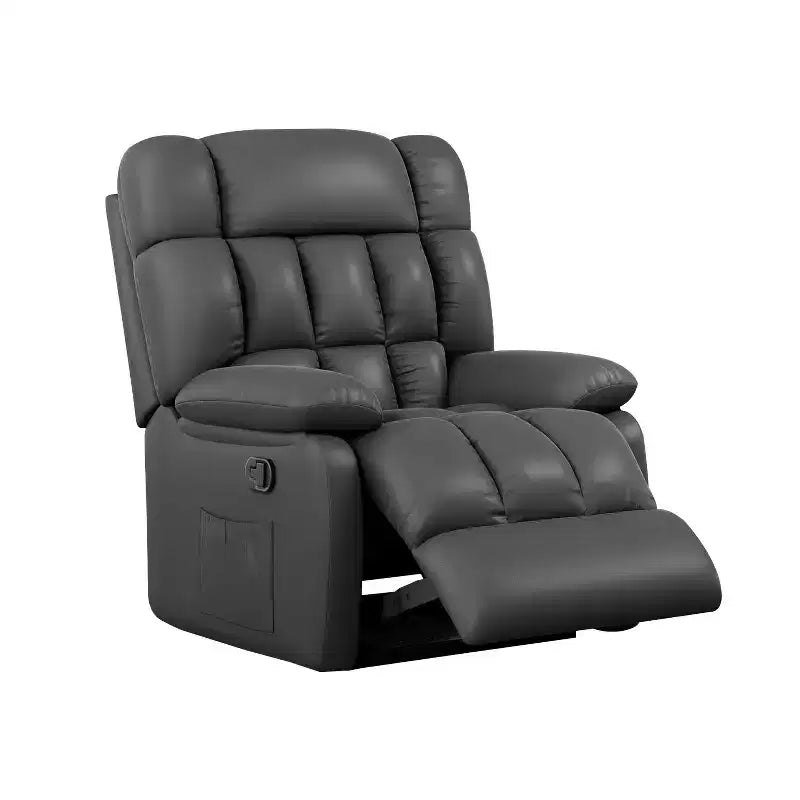 Fauteuil inclinable ergonomique avec repose-pieds et pochette latérale, inclinaison réglable de 110 à 160°, pour salon, noir