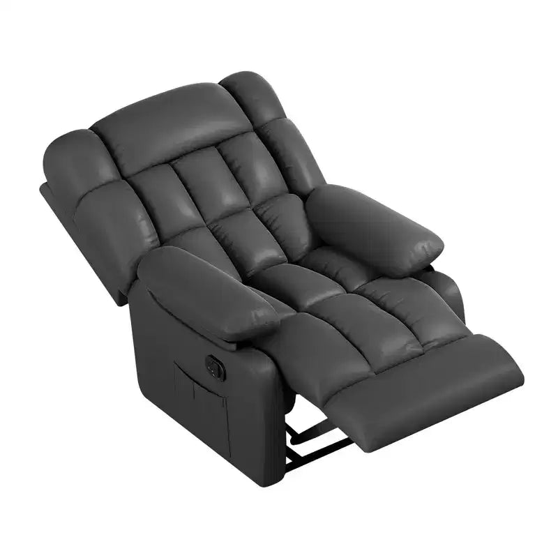 Fauteuil inclinable ergonomique avec repose-pieds et pochette latérale, inclinaison réglable de 110 à 160°, pour salon, noir