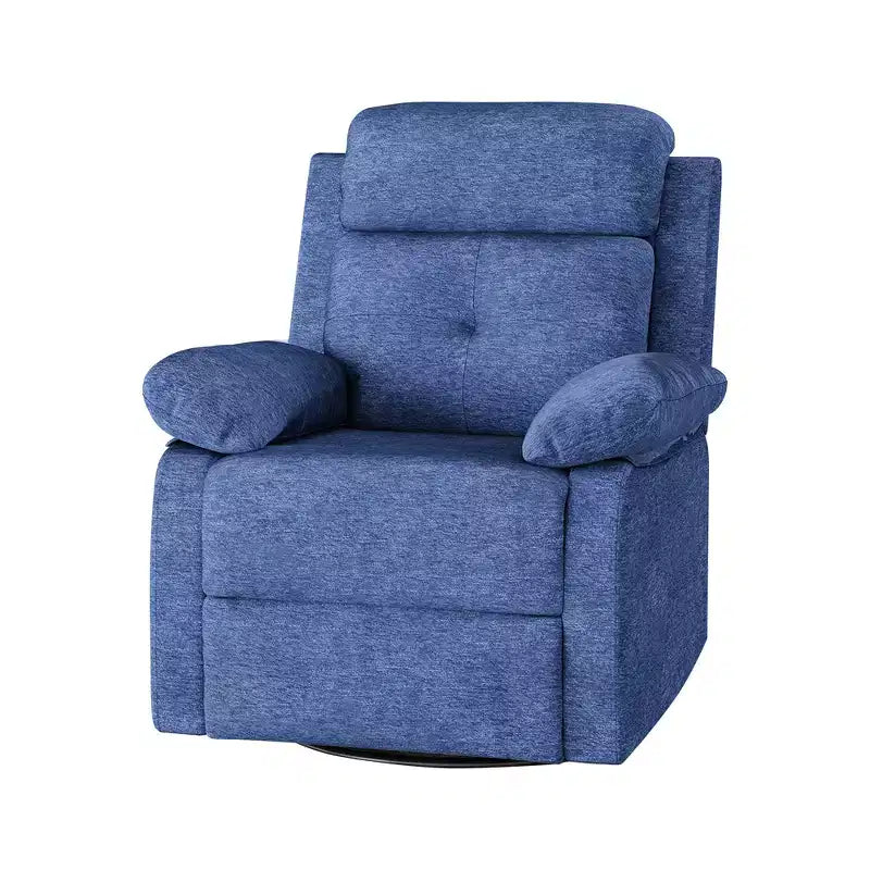 Fauteuil inclinable berçant pivotant bleu de petite taille, design compact pour femmes, convient pour chambre et salon
