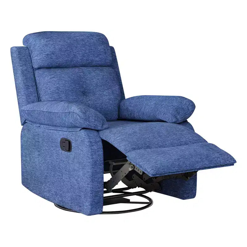 Fauteuil inclinable berçant pivotant bleu de petite taille, design compact pour femmes, convient pour chambre et salon