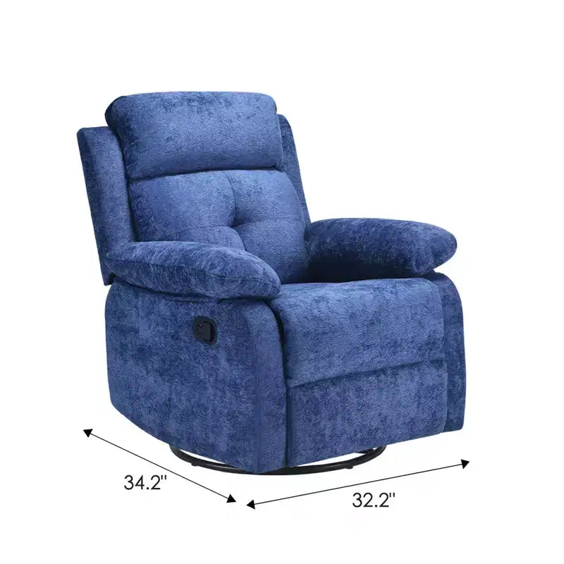 Fauteuil inclinable berçant pivotant bleu de petite taille, design compact pour femmes, convient pour chambre et salon