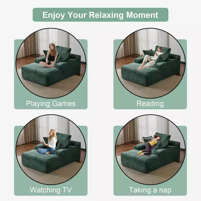 Canapé-lit moderne surdimensionné avec accoudoirs et oreillers décoratifs, futon rembourré et profond pour salon