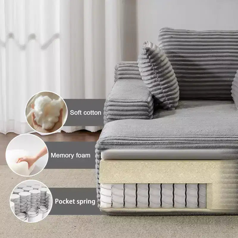 Canapé-lit moderne surdimensionné avec accoudoirs et oreillers décoratifs, futon rembourré et profond pour salon
