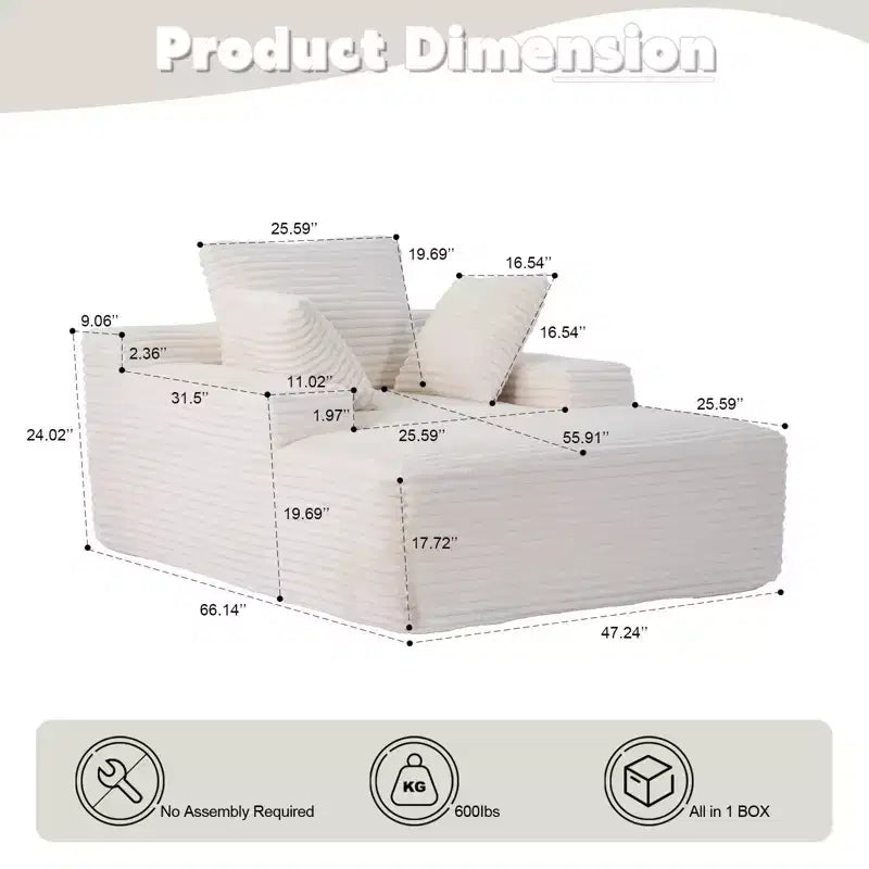 Canapé-lit moderne surdimensionné avec accoudoirs et oreillers décoratifs, futon rembourré et profond pour salon