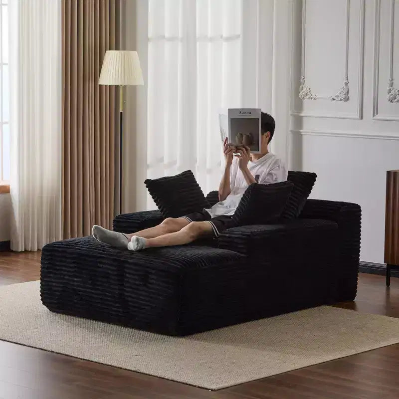 Canapé-lit moderne surdimensionné avec accoudoirs et oreillers décoratifs, futon rembourré et profond pour salon
