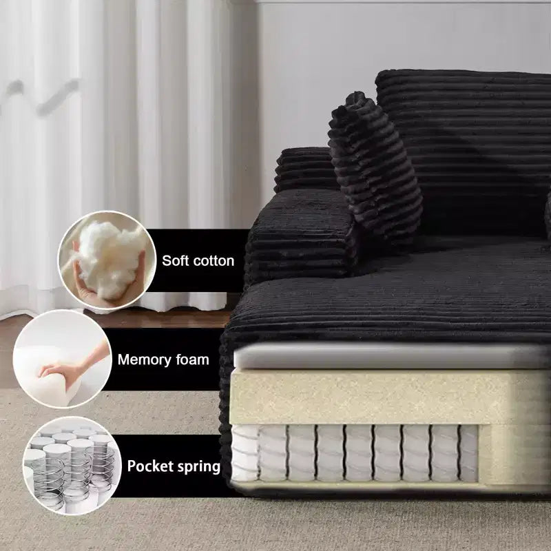 Canapé-lit moderne surdimensionné avec accoudoirs et oreillers décoratifs, futon rembourré et profond pour salon