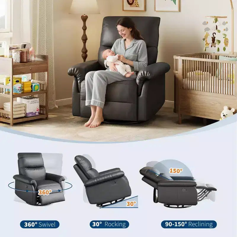 Fauteuil inclinable manuel Coolmee, inclinable et pivotant à 360 degrés avec accoudoirs rembourrés, fauteuil inclinable rembourré pour le salon