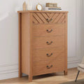 5 Drawer Dresser for Bedroom, Wooden Chest of Drawers with V Shape Design, Tall Storage Organizer for Living Room, Nursery, Entryway