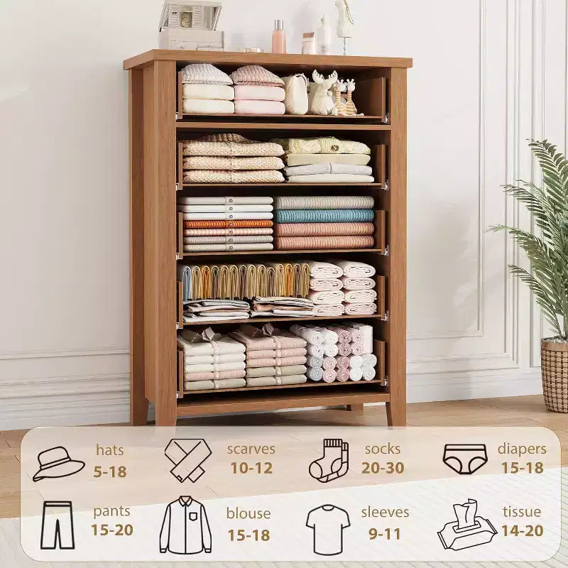 Commode à 5 tiroirs pour chambre à coucher, commode en bois avec design en V, grand meuble de rangement pour salon, chambre d'enfant, entrée